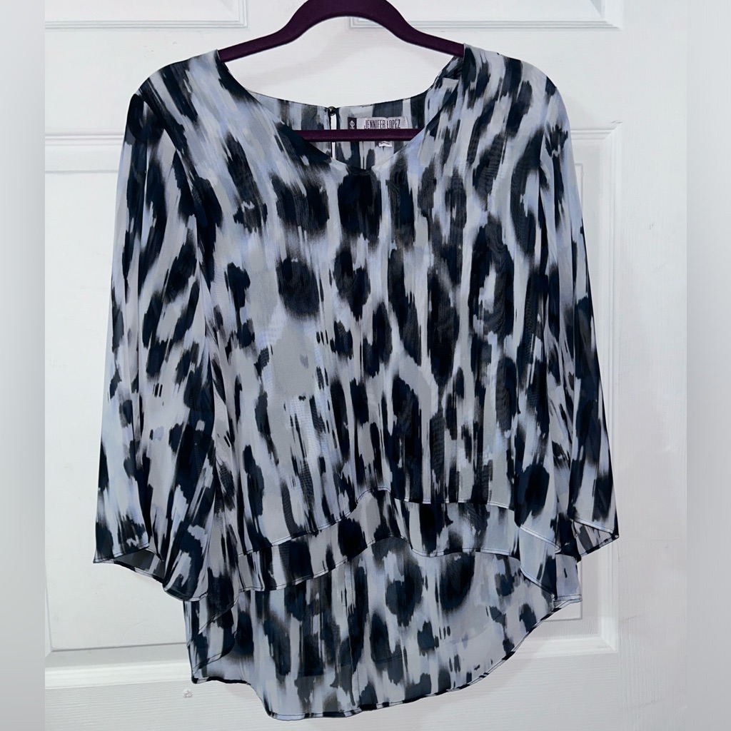 Brand New Jennifer Lopez Blue Asymmetrical Relaxed Blouse